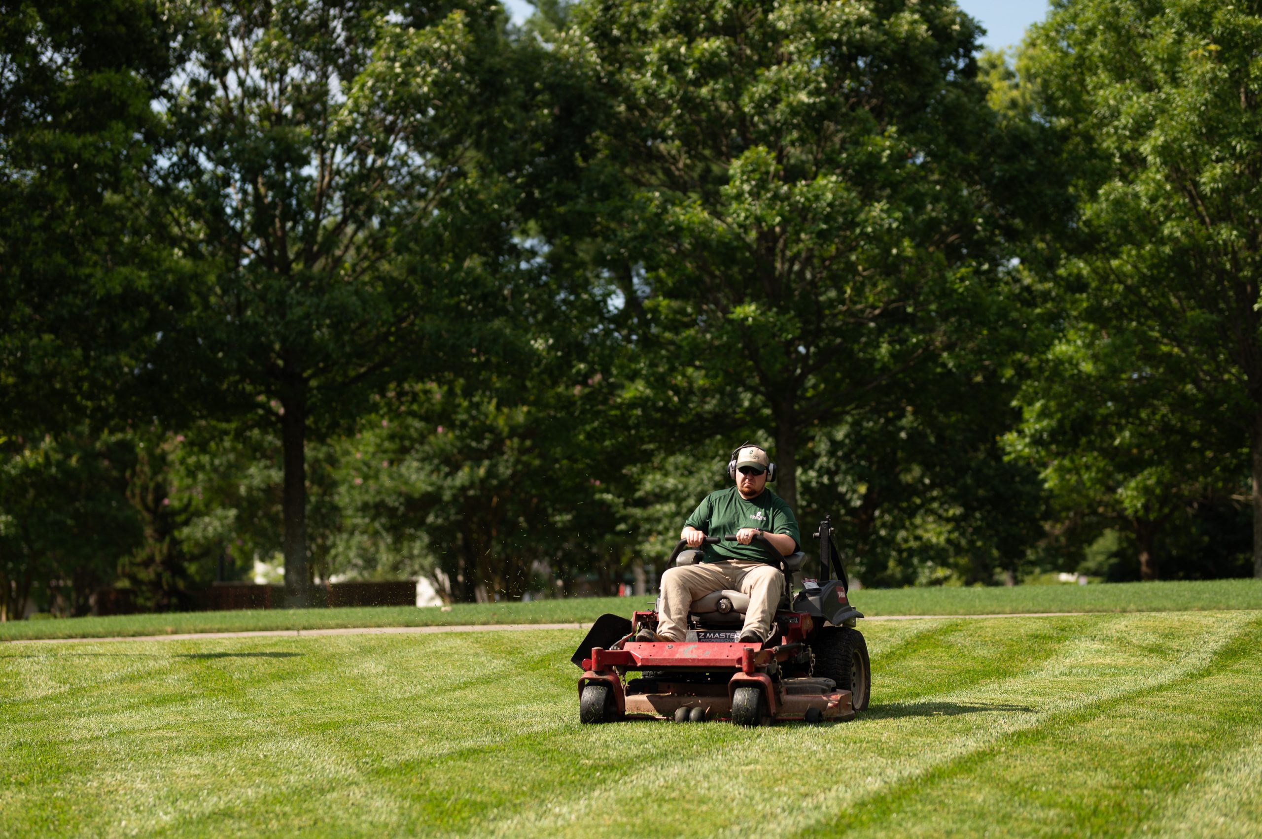 Man mowing grass